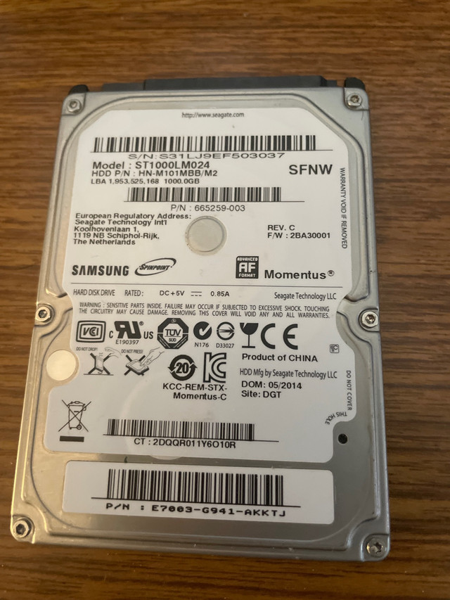 1TB 5400rpm hard drive in System Components in Moncton