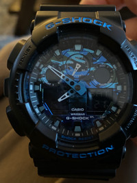 Casio G Shock Camo Blue GA-100CB 50mm Watch