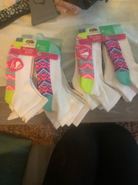 2 packs - Brand New girls socks (12 pairs) Sz 4-10- 5$ for both!
