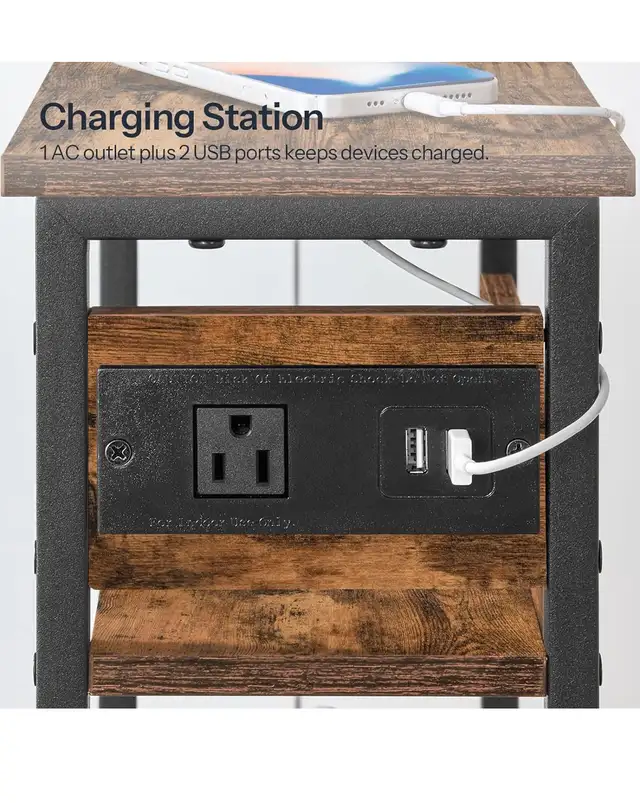 HOOBRO End Table with Charging Station with Fabric Drawers in Dressers & Wardrobes in City of Toronto - Image 4