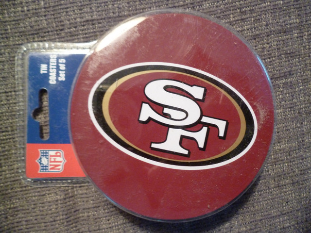 49ers Jets Browns Falcons NFL Football tin coaster set x 5 new