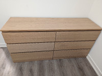 MALM 6-drawer dresser, white stained/oak veneer