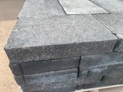 144 - Split Faced Landscaping Blocks Dark Grey 12" x 18" x 3" Can load onto truck with fork lift Wil...