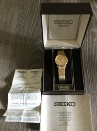 Vintage Seiko Quartz Watch - Great Condition Gold- Needs Battery