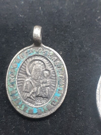 84 Silver from 1750'S Imperial Russian Blue Enamel Pendant sign