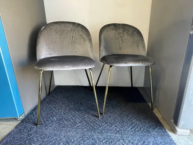 NEW 2 Upholstery Grey Dining Chairs (Gold Legs)   in Chairs & Recliners in London - Image 3