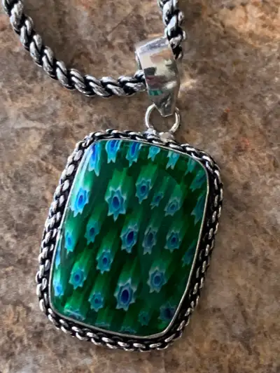 New Beautiful 925 Millefiori Glass Gemstone Pendant and Necklace, View more