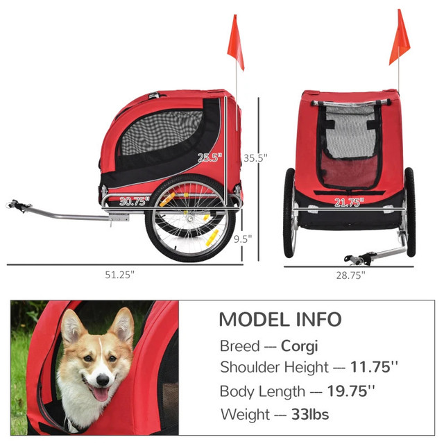 Aosom Dog Bike, Trailer Pet Cart, Bicycle Wagon, Travel Cargo in Fishing, Camping & Outdoors in City of Toronto - Image 2