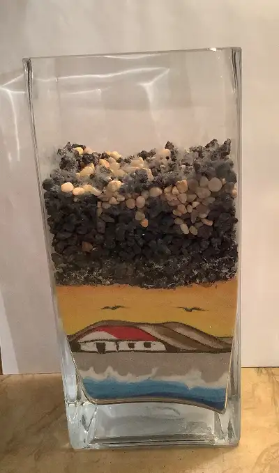 Sand Art in Glass Vase, thick base, View more