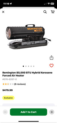 Remington 80,000 btu Hybrid Kerosene heater 