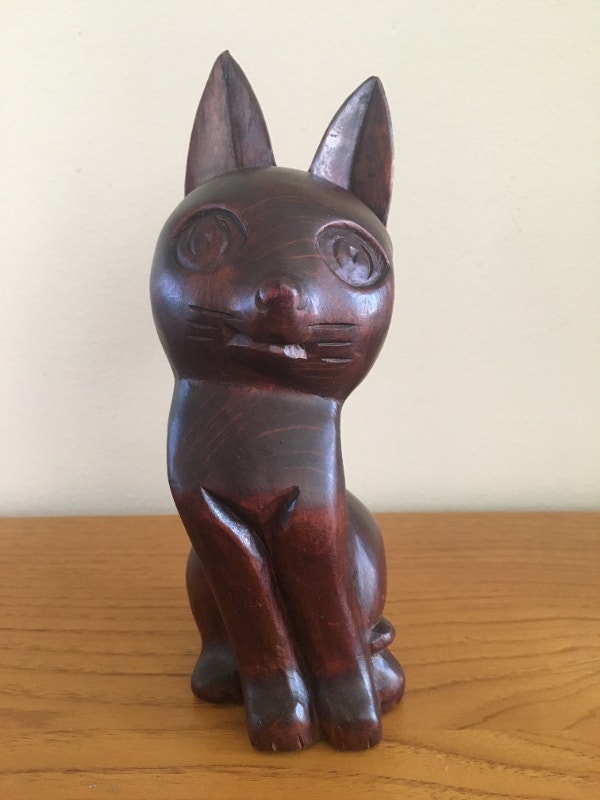 Vintage Alii Wooden Carved Cat Made in Hawaii Arts & Collectibles
