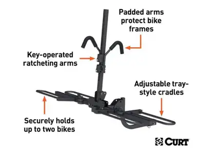 Curt Tilt-away Tray-Style Hitch-Mounted 2 Bike Rack, View more