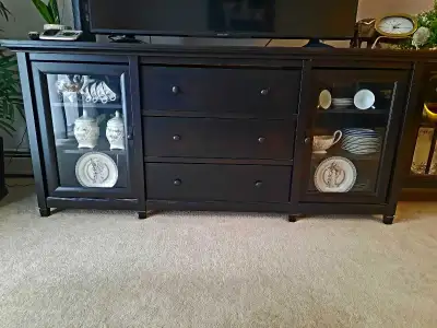 Dark brown wood credenza/TV stand, View more
