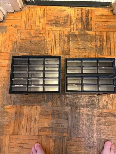 2plastic Cabinets is divided inside to keep small parts  at work, View more