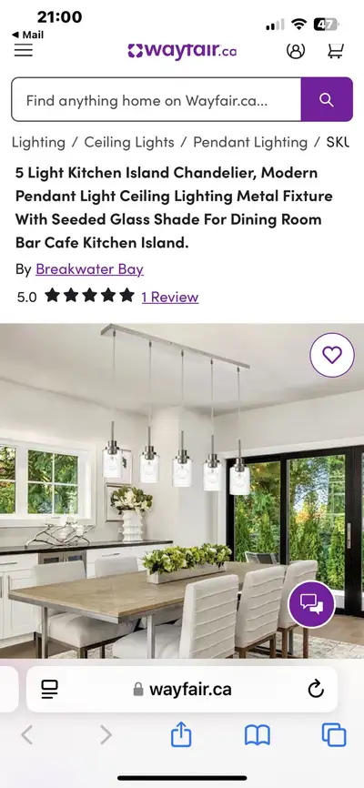 5 Light Kitchen Island Pendant Fixture, View more