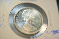 1967 Canada 25 Cents Silver Coin. Error Coin. Uncirculated.
