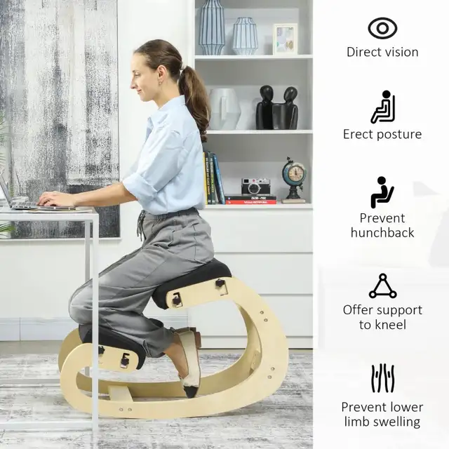 Ergonomic Adjustable Rocking Wood Kneeling Stool Kneeling Chair in Chairs & Recliners in Markham / York Region - Image 6