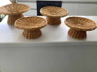 Three Wicker Cake/Fruit Stands-for rustic wedding/outdoor party