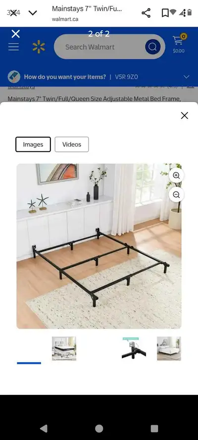 Brand new in box metal bed frame for up to a queen, obo