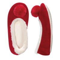 BRAND NEW JOYFUL BEAUTIFUL BURGANDY RED POM-POM SLIPPERS