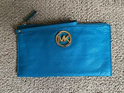 Original Michael Kors Royal Blue Leather Wristlet Clutch, View more