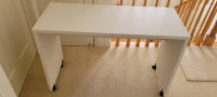 Side Table White With 4 Casters For Movement. Matches Desk  Use.