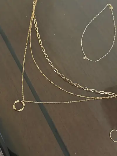 3 gold plated necklaces 3 gold plated rings