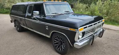 Factory Triple Black (rare) F150 XLT Trailer Special , 8' box with matching lockable Topper . Ps,Pb,...