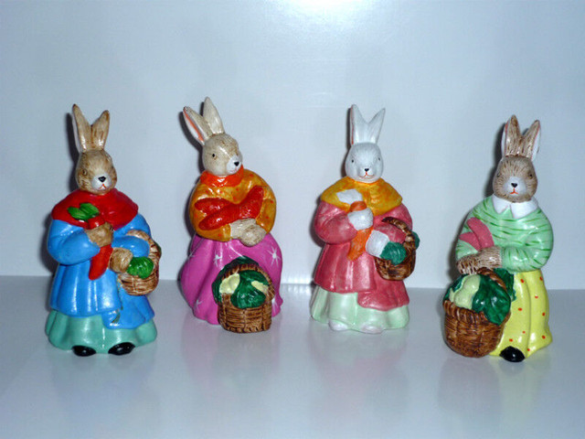 Easter 4 Porcelain Rabbits :: As Shown :: Excellent Condition in Holiday, Event & Seasonal in Cambridge