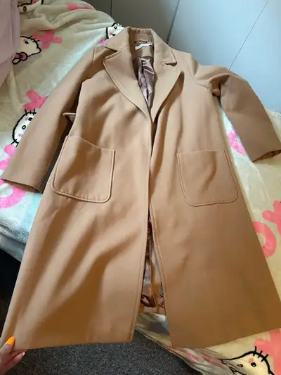 Women’s Ricki’s tan brown full length overcoat with wrap tie size large (Coat / jacket) In perfect c...