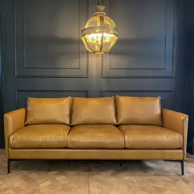 Premium RH Genuine Leather 100% Couch Modern Feather Fill Free D, View more