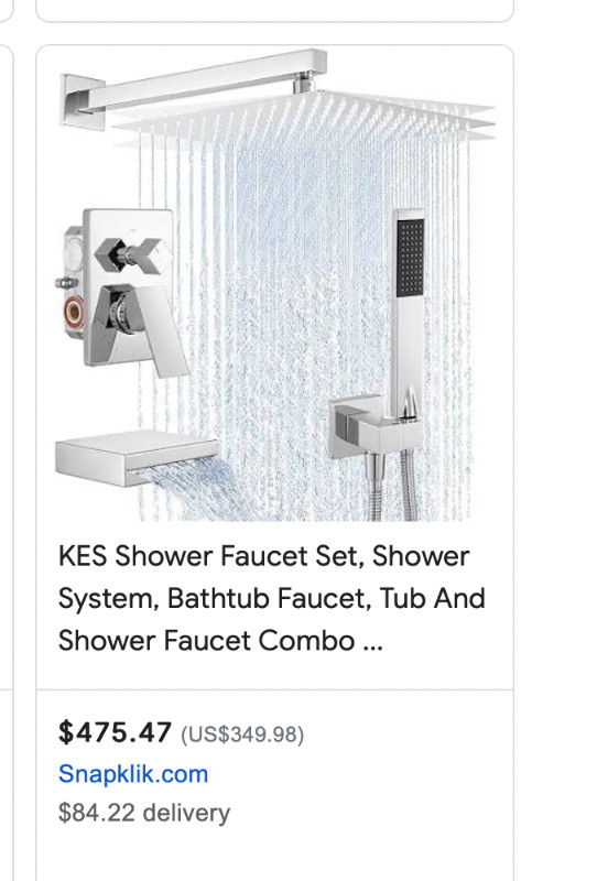 KES Shower Faucet Set, Shower System, Bathtub Faucet, Tub in Plumbing, Sinks, Toilets & Showers in Edmonton - Image 3