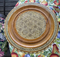 Egyptian marquetry cake stand