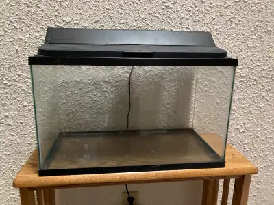FOR SALE - Used 10 Gallon Glass Aquarium with Canopy & Light, View more