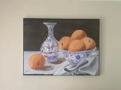 Large FRAMED WALL ART ★ Canvas Painting Oranges Pottery ★, View more