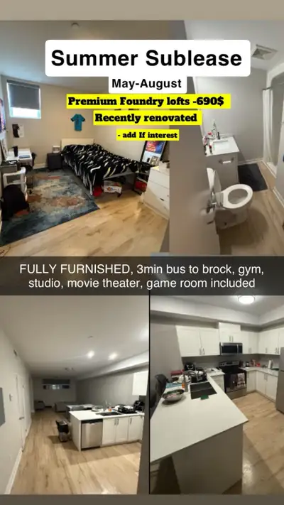 Looking for a sublease may-August - Premium version suite/recently renovated - Fully furnished -wash...