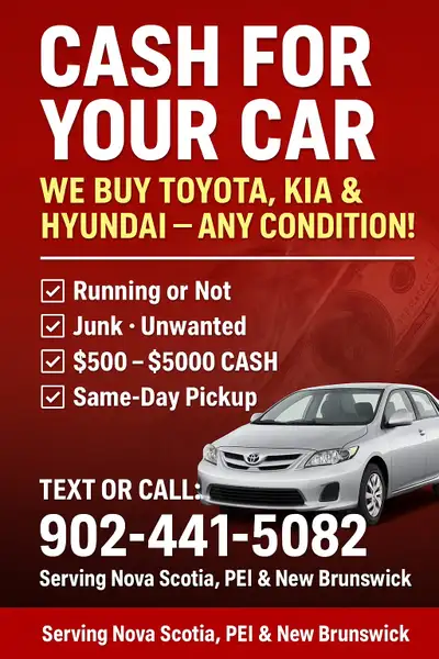 BUYING UNWANTED VEHICLES ANY CONDITION CARS TRUCKS VANS SUVS 902-441-5082 Looking to buy all vehicle...