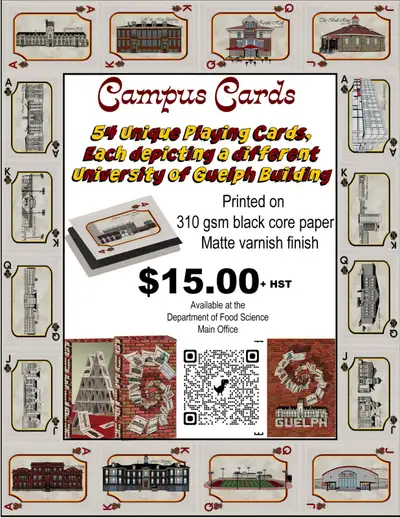 New University of Guelph-themed playing cards. Printed on professional poker card paper (triple blac...