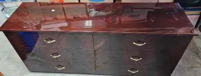 Wooden dresser with six drawers., View more