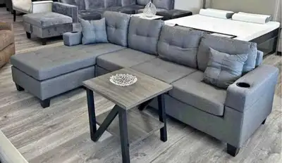 4 Seater Sectional Fabric Grey New Sofa at Cash on Delivery, View more