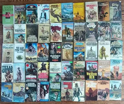 VINTAGE LOT OF 50 WESTERNS COWBOYS BOOKS, View more
