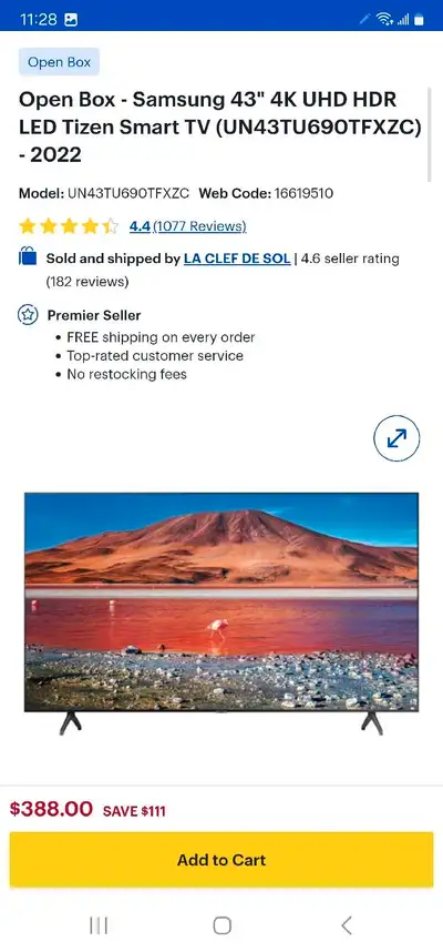 ON SALE! THERE IS NO FURTHER NEGOTIATIONS THANK YOU. These are new open box 43" Samsung 4K Crystal U...