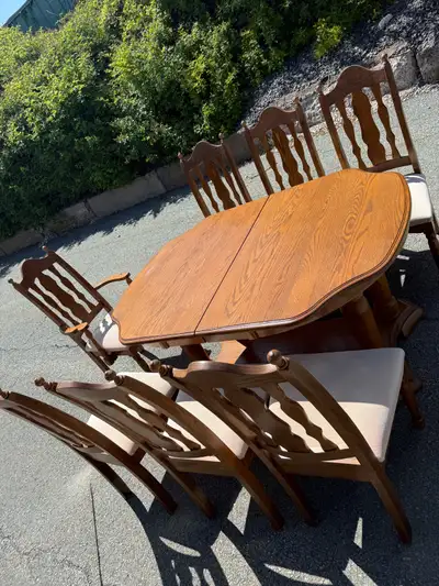 Solid Oak Dining Set (7 Chairs), View more
