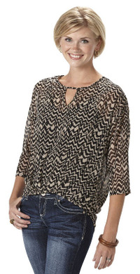 Lola P Women’s 3/4-Sleeve Keyhole Blouse XL, New