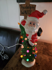 Vintage Lit Santa Claus Ceramic Christmas Tree 