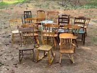 “Vintage Wooden Chairs” $5 to $20 each. 