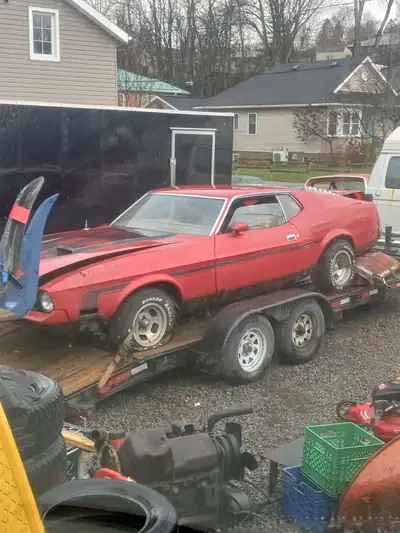72 mustang fastback mach 1 project floors frame trunk are shot original Q code engine turns over aut...