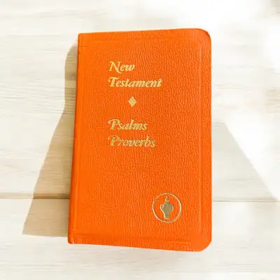 Vintage 1985 Edition Orange New Testament Psalms Proverbs Bible, View more