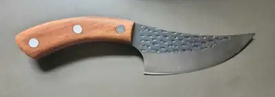 This is as new, custom knife with a sharp, curved blade perfect for detailed cutting and skinning. O...