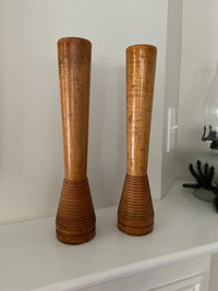 Antique wooden candle holders 